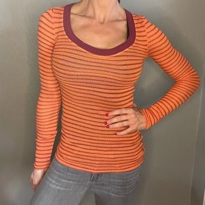 Free People Medium long sleeve stripe top